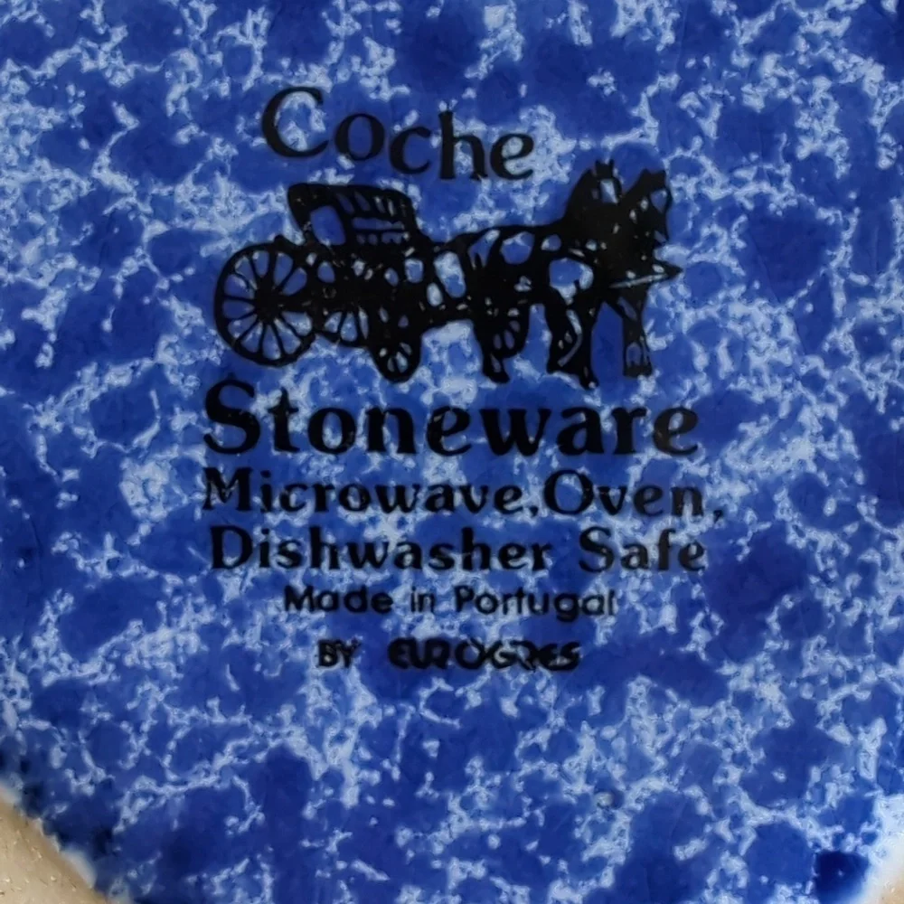 Coche stoneware by Eurogres vintage blue speckled heart and round mini c…